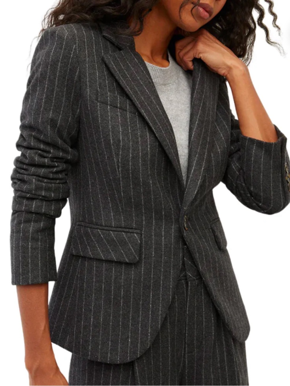 NWT VERONICA BEARD TYRA PINSTRIPED DICKEY JACKET IN CHARCOAL SIZE 6